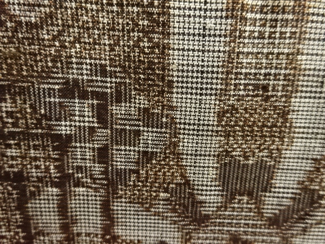 JAPANESE KIMONO / ANTIQUE KIMONO / SILK / DORO OSHIMA TSUMUGI / WOVEN GEOMETRIC